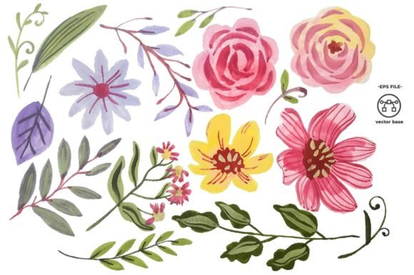 Download Watercolor Flower Elements Clip Art - Element Collection