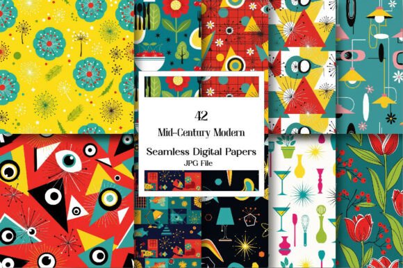 Download Mid-Century Modern Seamless Patterns - Pattern Collection