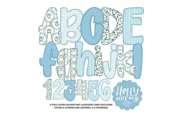 Download Cottage Chic Doodle Alphabet - Blue Font - Blue Collection