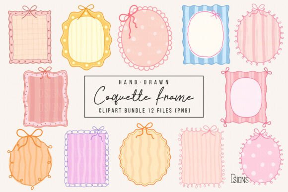 Download Hand-Drawn Coquette Frame Clipart Bundle - Premium Resources