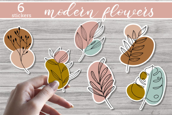 Download Modern Flowers - Printable Stickers - Modern flowers Collection