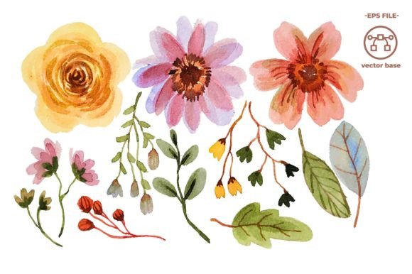 Download Watercolor Flower Elements Clip Art - Element Collection