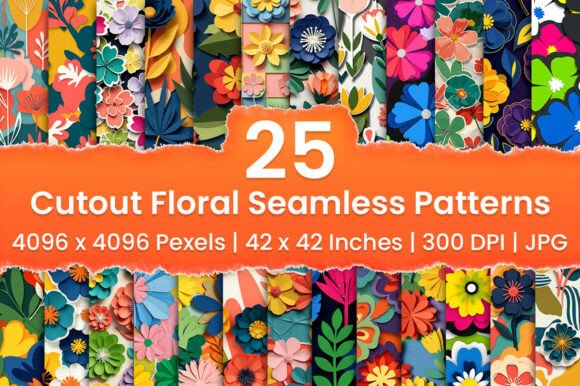 Download Cutout Floral Seamless Patterns - Pattern Collection