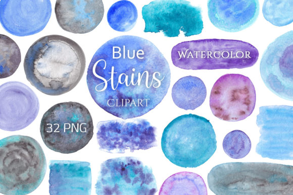Download Blue Watercolor Stains - Blue Collection