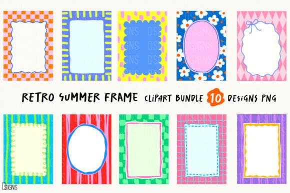 Download Retro Summer Frame Clipart Bundle - Premium Resources