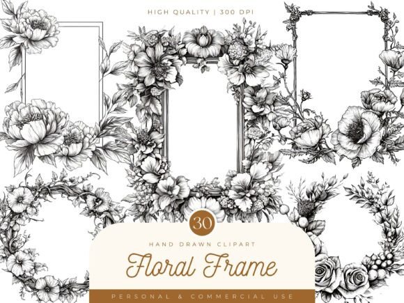 Download Hand Drawn Floral Frame Clipart - Frame clipart Collection