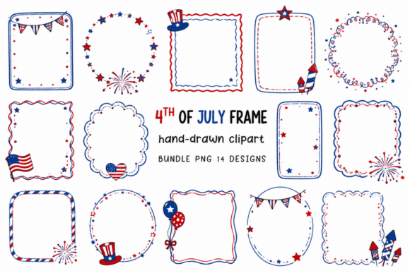Download Hand-drawn 4th of July Frame Clipart Set - Frame clipart Collection