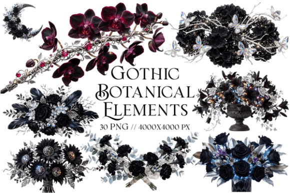 Download Gothic Botanical Elements Clipart - Element Collection