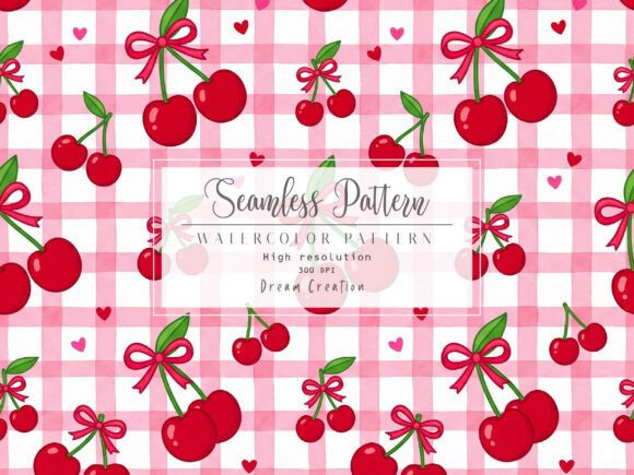Download Pink Cherry Gingham Seamless Pattern - Pattern Collection