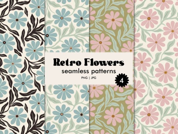 Download Retro Flowers Seamless Pattern Set - Pattern Collection