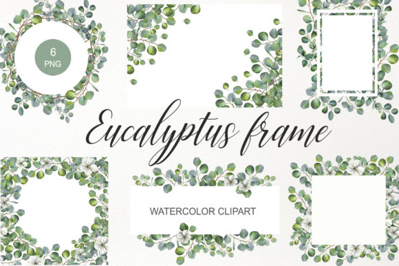 Download Watercolor Eucalyptus Frame Clipart PNG - Frame clipart Collection