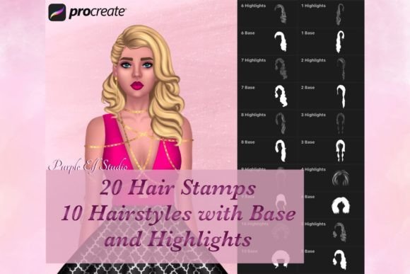 Download Hair Base &amp; Highlights Procreate Stamps - Highlights Collection