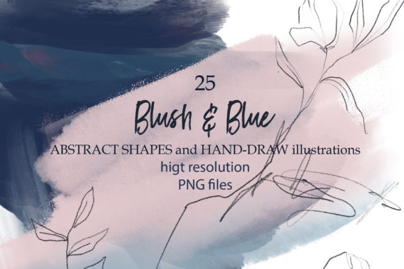 Download Blush &amp;blue Abstract Shapes and Plants - Blue Collection