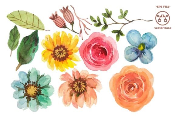 Download Watercolor Flower Elements Clip Art - Element Collection