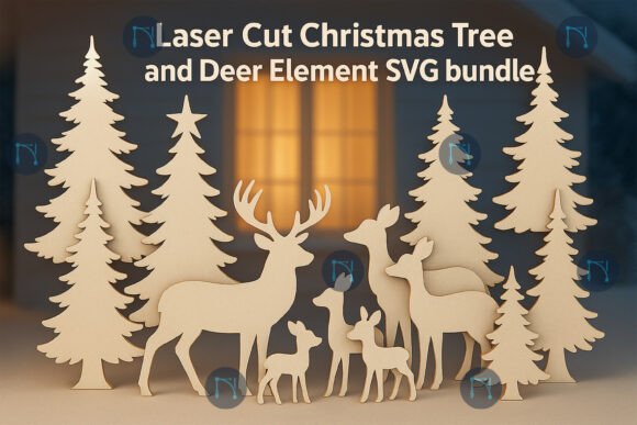 Download Christmas Tree and Deer Element SVG Bund - Element Collection