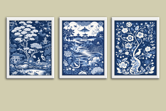 Download Blue and White Willow Wall Art Prints - Blue Collection