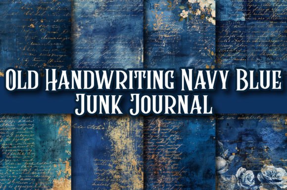 Download Old Handwriting Navy Blue Junk Journal - Blue Collection