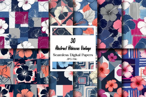 Download Abstract Hibiscus Vintage Pattern - Pattern Collection