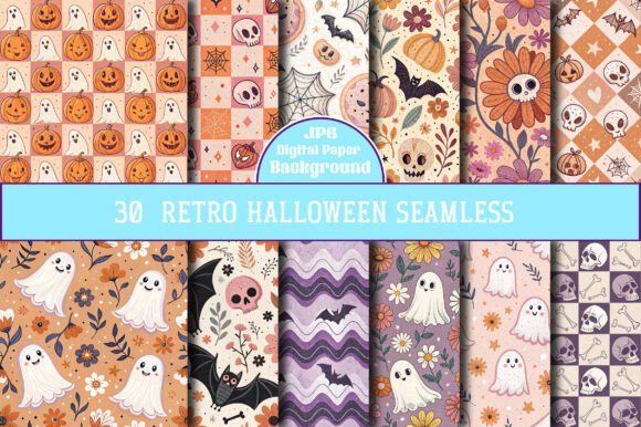 Download Retro Halloween Seamless Pattern - Pattern Collection