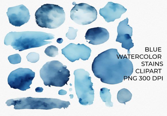 Download Blue Watercolor Stains and Splashes Png - Blue Collection